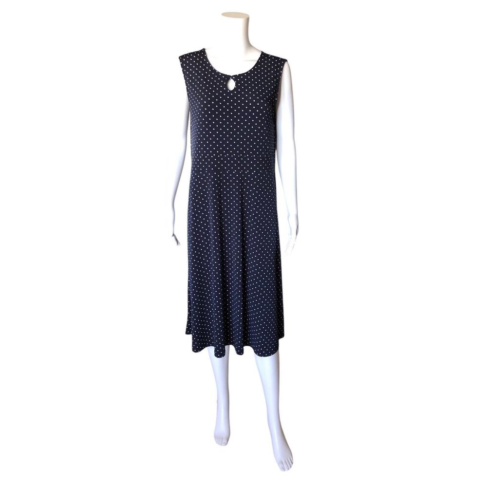 CHRISTOPHER & BANKS Womens Size Large Sleeveless Keyhole Polka Dot Mid Dress